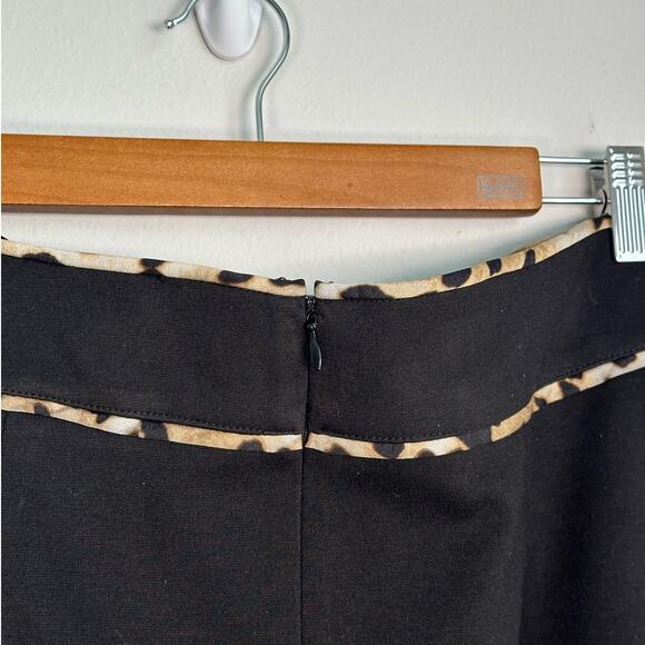 Calvin Klein Black Leopard Print Accent Midi Skirt Women's Size 8 - Picture 5 of 5
